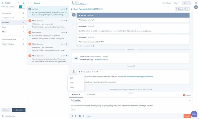 what does a help desk do: shared inbox